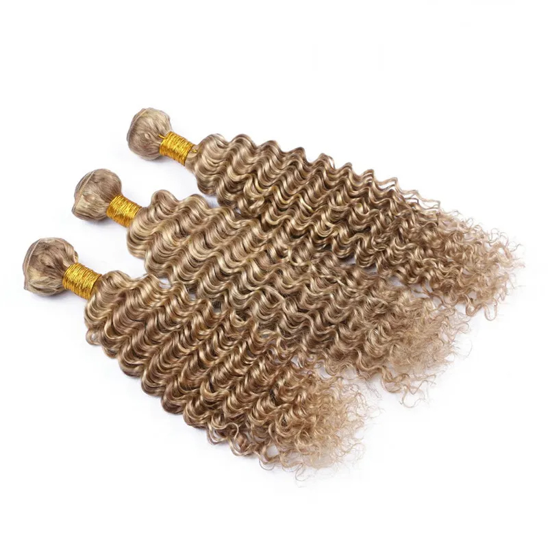 Couleur de piano Brésilien Human Fair tisal Packs Deep Wave # 8/613 Brown Sights mélangé avec des extensions de cheveux humains de couleur blonde