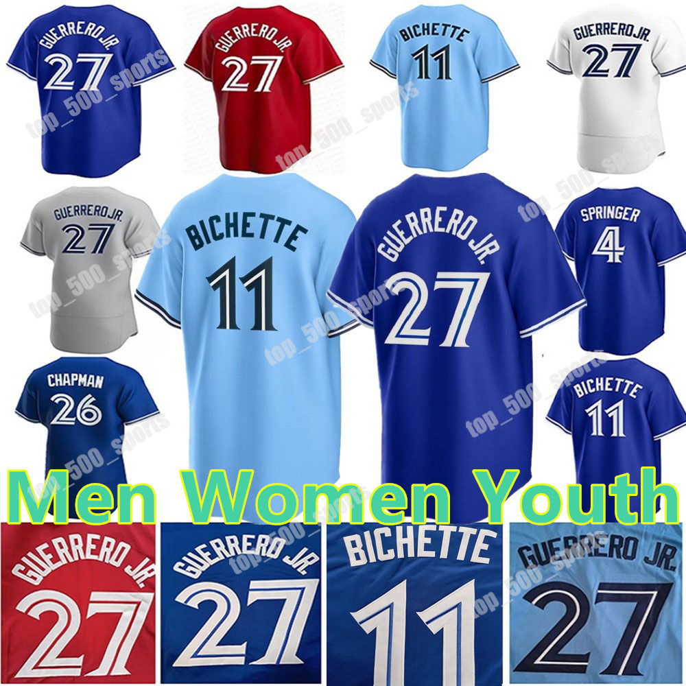 2024 Custom 27 Vladimir Guerrero Jr. Jersey 11 Bo Bichette Alejandro Kirk Alek Jays Manoah George Springer Daniel Vogelbach Daulton Varsho Blue Martinez Jerseys 