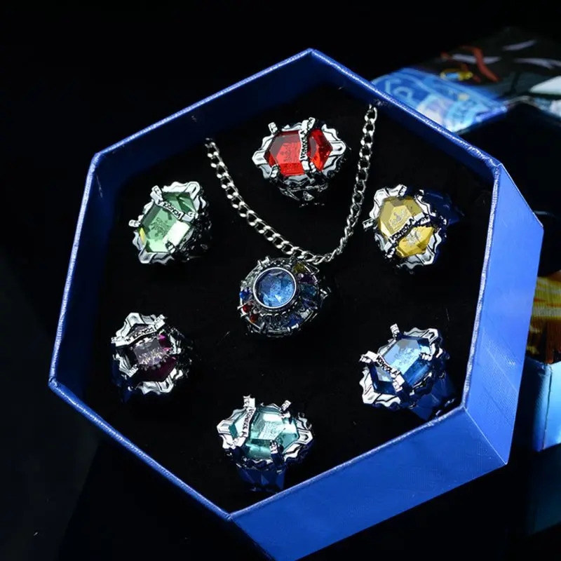 7 pièces ensemble Katekyo Hitman Reborn Vongola alliage anneaux Anime Cosplay bijoux de mode 240125