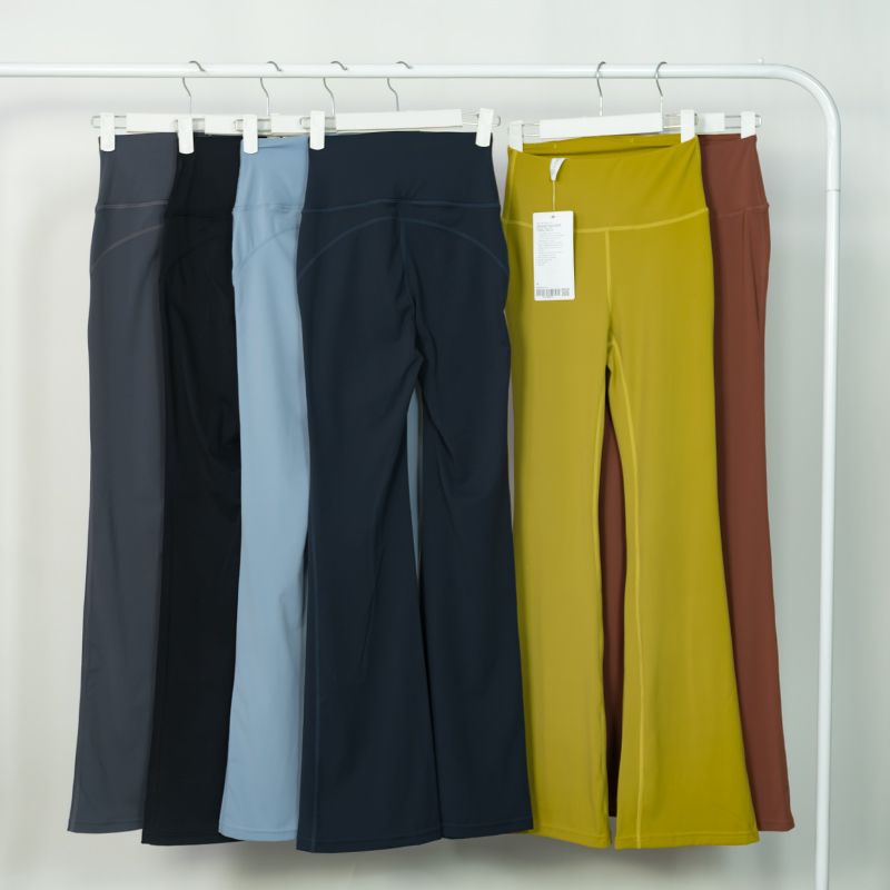 High waisted flared pants for casual nude sports and fitness quick drying flared pants long sleeved slim fit elastic sports running yoga-image-943904853