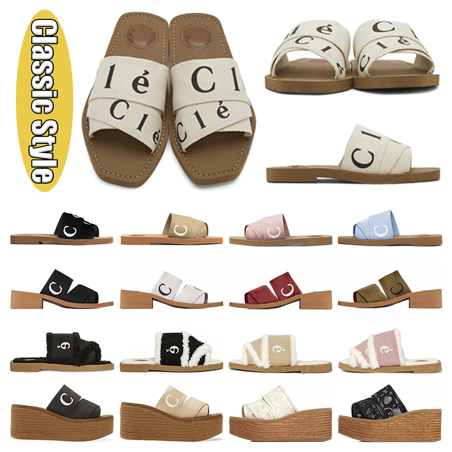 Chloee Hommes Femmes Woody Pantoufles Diapositives Designer Sandales Blanc Noir Gris Vert Voile Rose Bleu Marine Peep Toe Summer Beach Slipper Ou