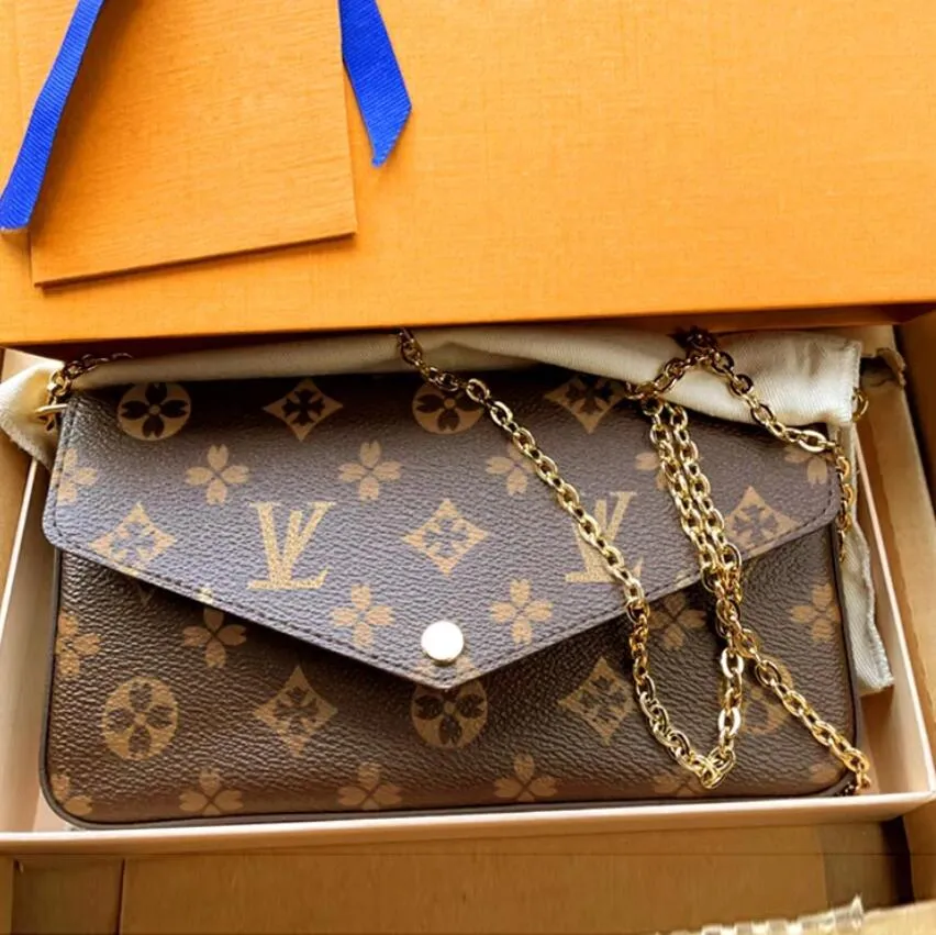 Free Shipping Designer Woman Bag handbag Shoulder bags Original Box Serial code clutch purse lady flower checkers grid card holder three in-image-943913082