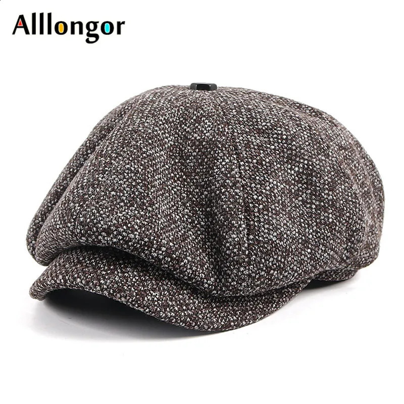 Classic Beret Hat Men Autumn 2023 Winter Boina Hombre Mens sboy Cap Vintage Octagonal Peaky Blinders Hats Painter Flat Cap 240127