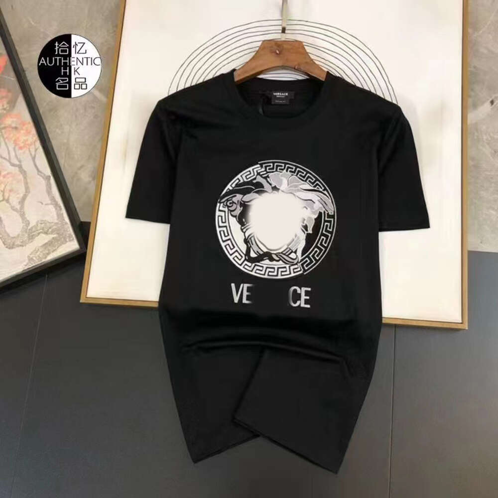Designer Fashion Casual Versagess T Shirt Mens Classic Letter Printing Shirts Fashion T-shirt Summer Paris Unsex Cotton Tops Black 2024-image-798990722