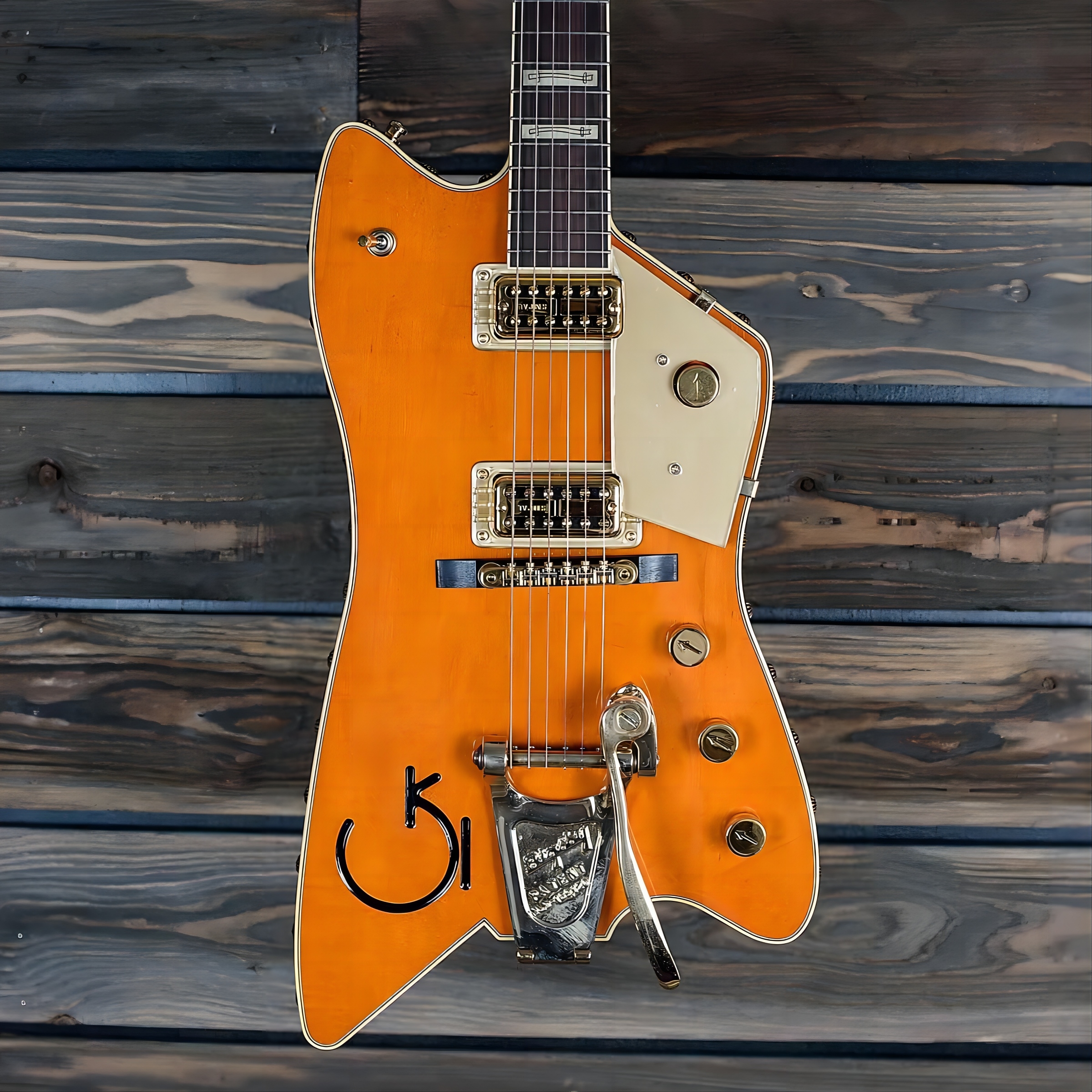 hot 6199TW Billy Bo Jupiter Fire Electric guitar head steering and fence pearl Mosaic, big tremolo Bridge, Thunder, Western orange 258-image-986040580