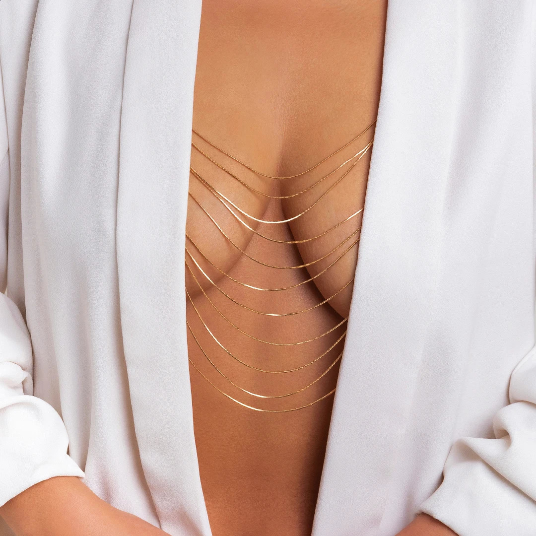 Ingemark Sexy Multilayer Lingerie Chain for Women Ladies Chest Bra Body Jewelry Summer Body Jewelry Nightclub Accessories Party 240127