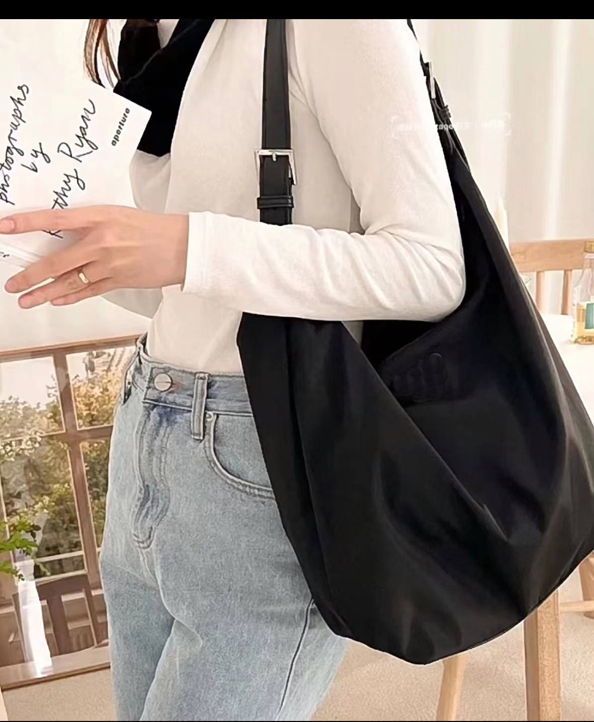 Designer Large Black Women's Shoulder Bags Big Size Casual Tote Bag Quality Nylon Crossbody Bag Female Travel Shopper Totes-image-926212265