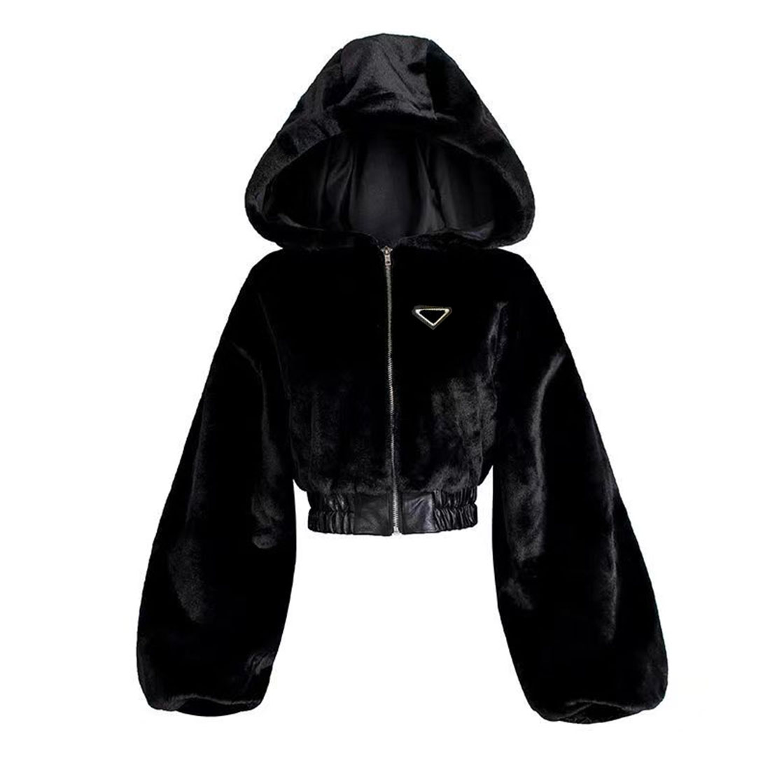Women's Design Coat Fashion Autumn And Winter Fur Faux Jackets Hooded Wool Woman Down Coats Sweater Jacket Warm Thick Windbreaker Lady Slim Coa