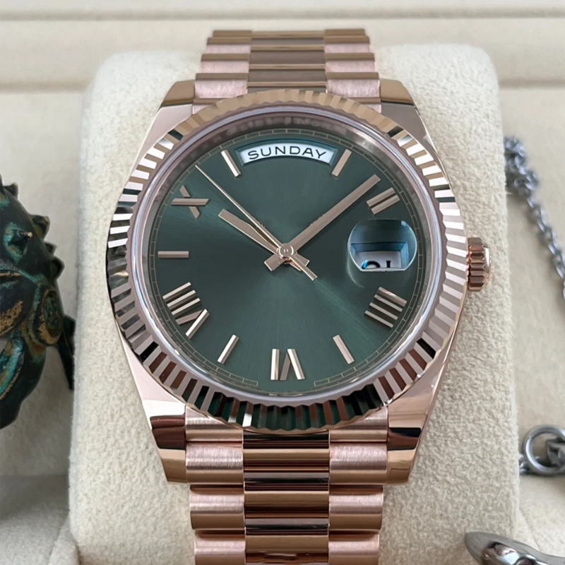 DAY date mens watch With diamond rolej automatic machine 40mm lady 36mm woman 904L stainless steel strap sapphire hidden folding buckle waterproo-image-944453518