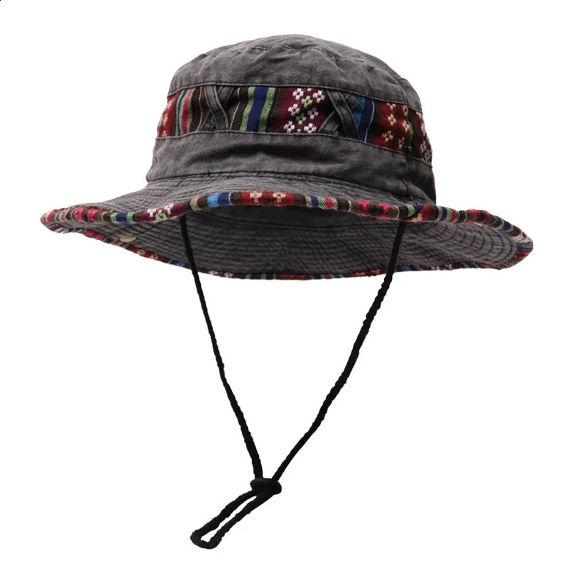 Vintage Drawstring Fisherman Hat For Men And Women In Spring Summer Outdoor Sunscreen Fishing Western Cowboy 240127
