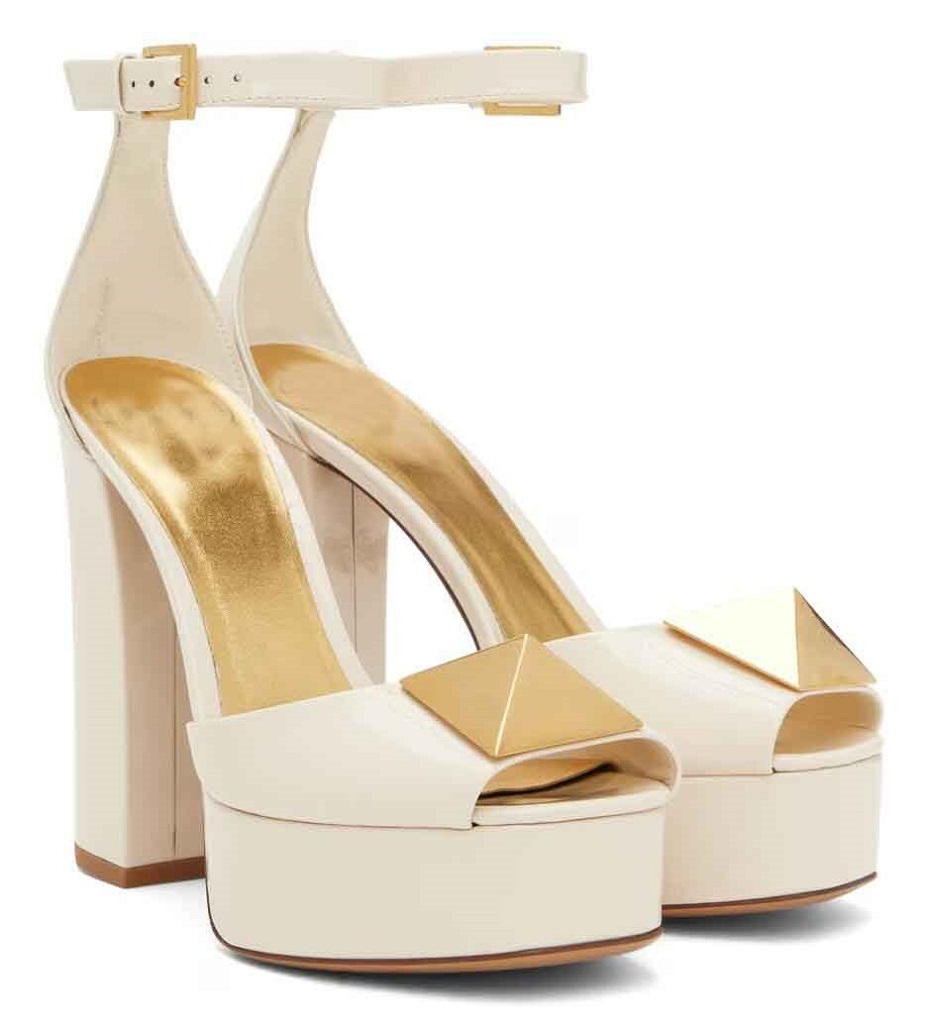 Italy Design Women One Stud Sandals Shoes Patent Leather Rivets Platform Heels Elegant Lady Open Toe Pumps Daily Walking Footwear EU35-43 With Bo-image-944656498