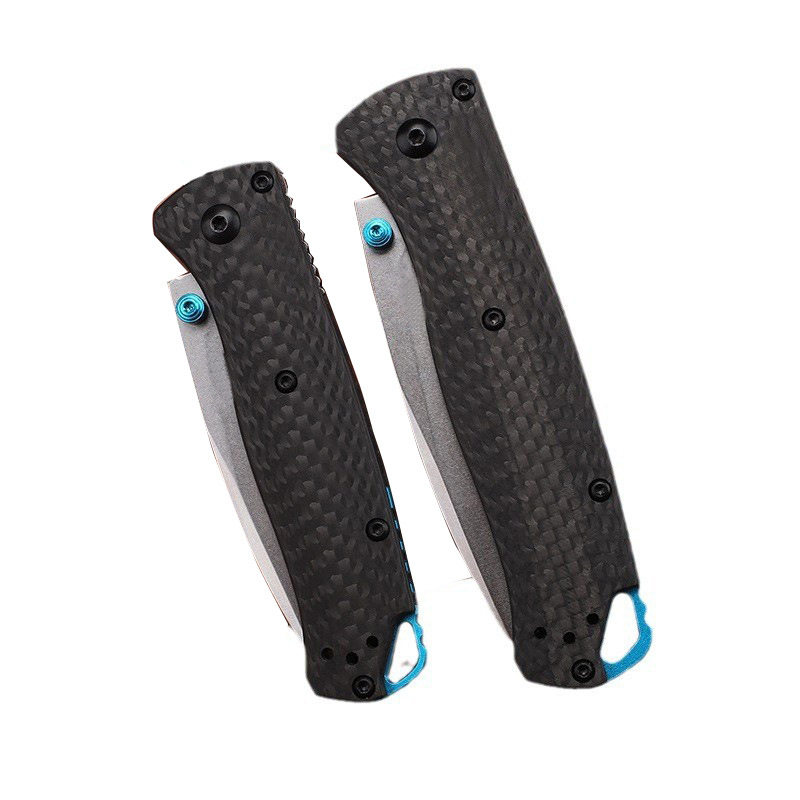 BM 535 Pocket Folding Knife S30V Drop Point Stone Wash Blade Carbon Fiber Handle Outdoor Camping Hiking EDC Folder Gift Knives with Nylon Bag