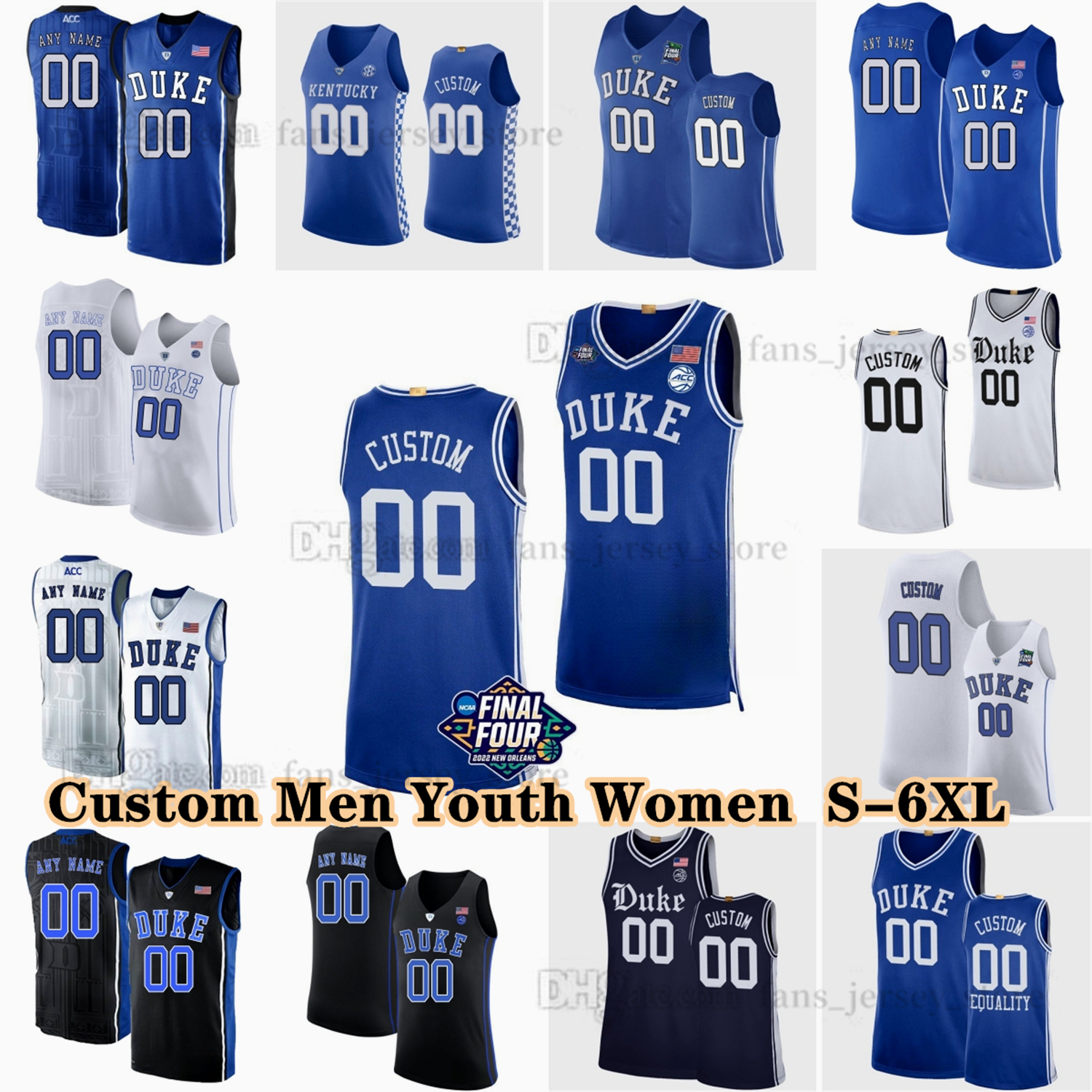 NCAA Custom S-6XL Duke Blue College Devils Basketball 2 Cooper Flagg Jerseys 20 Neal Begovich 52 Stanley Borden 6 Maliq Brown 3 Isaiah Evans Fost-image-944544424