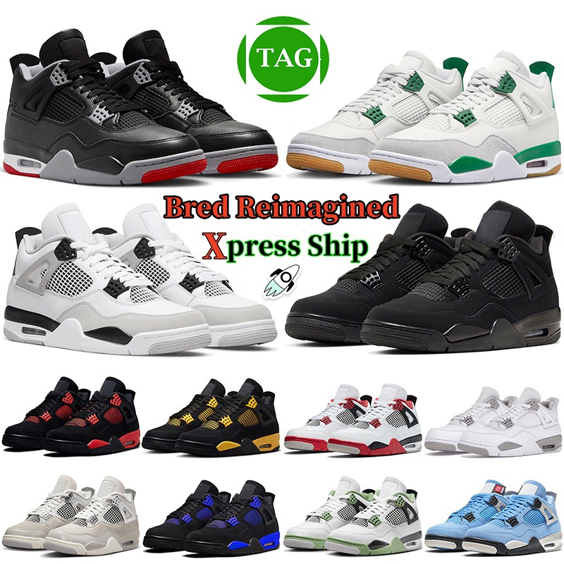 With box Military Black Cat 4 jumpman basketball shoes Outdoor Pine Green mens 4s Canvas Red Thunder Yellow White Oreo women mens sneakers sports trainers size 5.5-13 