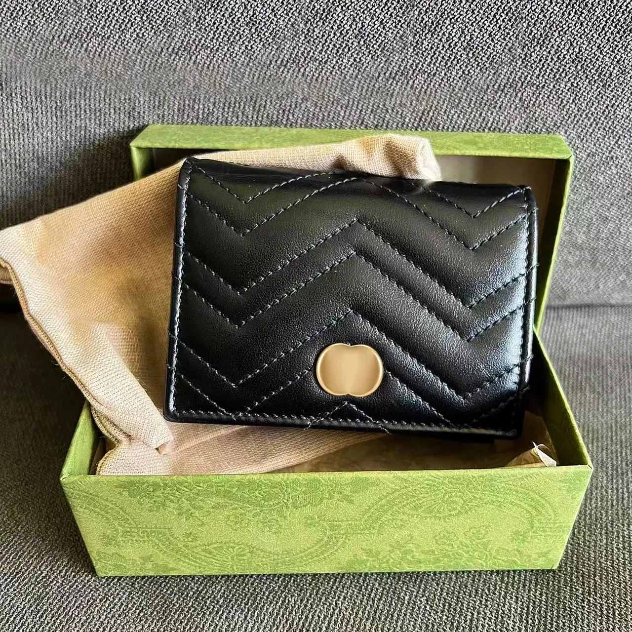 Avec boîte Marmont Portefeuilles Véritable Porte-monnaie en cuir Porte-cartes d'identité Classic Flap Luxurys Designer Hommes Femmes Mode Petit p