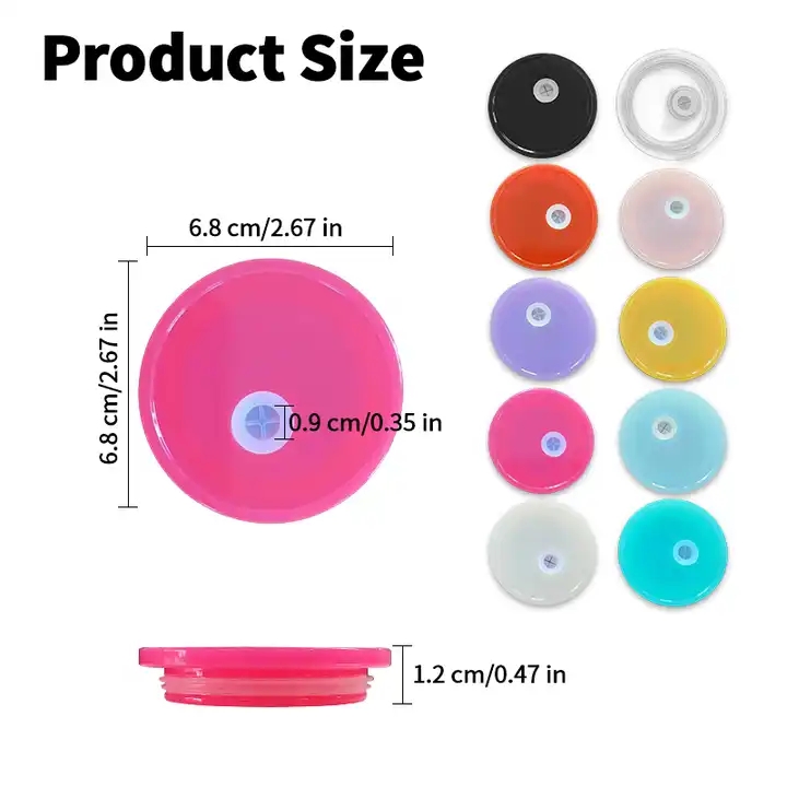 Colored Colorful Lid for 16oz Glass Can Moisture-proof Replacement Lids 20oz Glass Can Caps FY5564-image-725375709