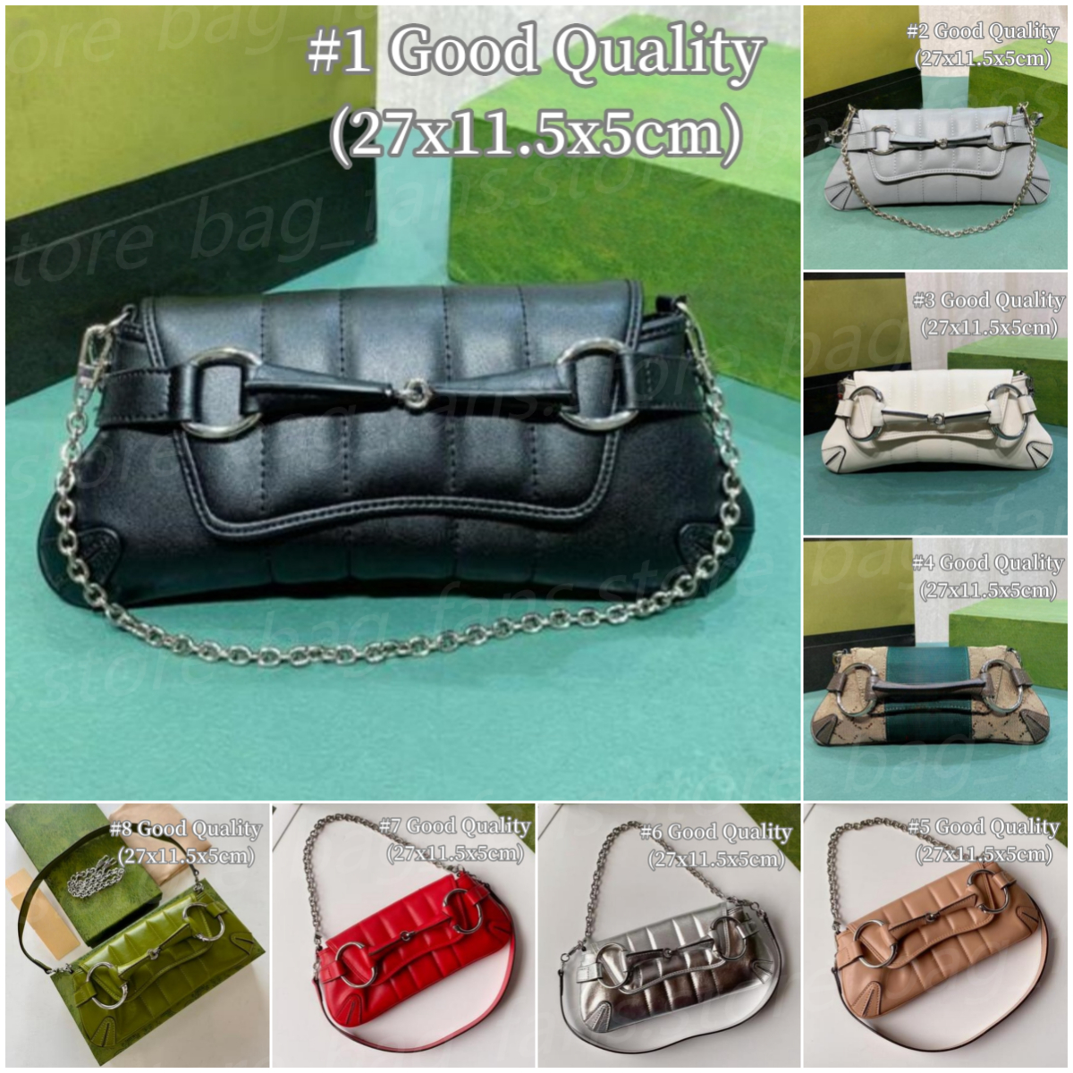 10A Top Premium Quality Leather Saddle Bag Fashion Women&#039;s Horsebit Shoulder Bags with Chain Festival Gift for Party 27x11.5x5cm 25822-image-944778767