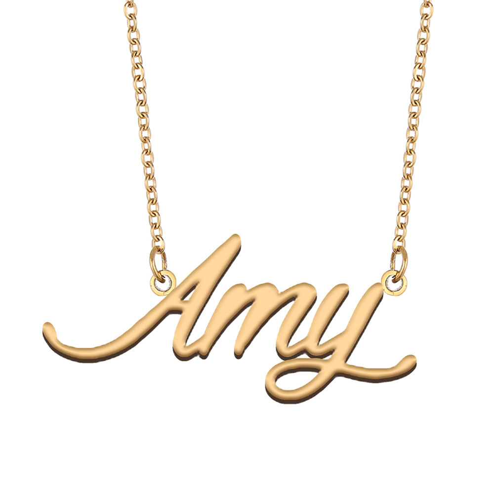 Amy Nameplate for Women Personalized Choker name Necklace Tag Stainless Steel Girls Customized 18k Gold plated Jewelry Gifts ,NL-2391-image-230989182