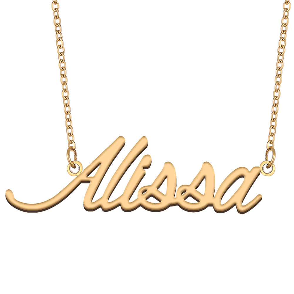 Alissa Name Necklace Pendant for Women Girls Birthday Gift Custom Nameplate Children Best Friends Jewelry 18k Gold Plated Stainless Steel-image-523978385