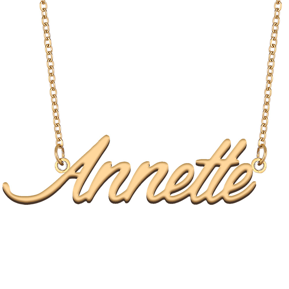 Annette Name Necklace Pendant for Women Girlfriend Gifts Custom Nameplate Children Best Friends Jewelry 18k Gold Plated Stainless Steel-image-524007899