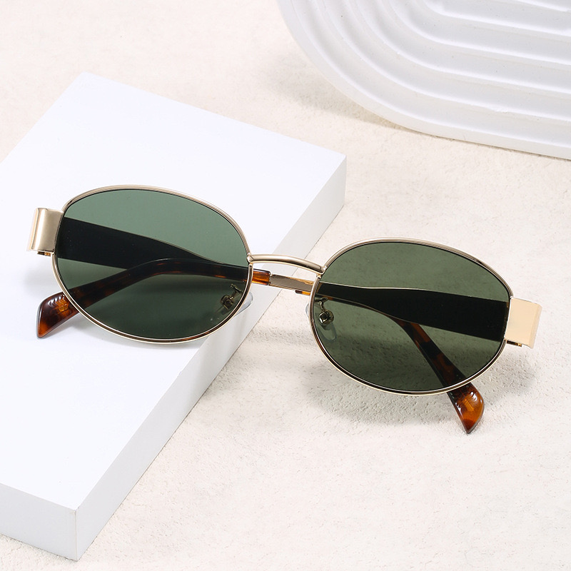 designer sunglasses for womens sunglasses Triomphe woman sunglasses same as Lisa street photo Metal full frame oval runway sunglasses sunnies brown case gift box 