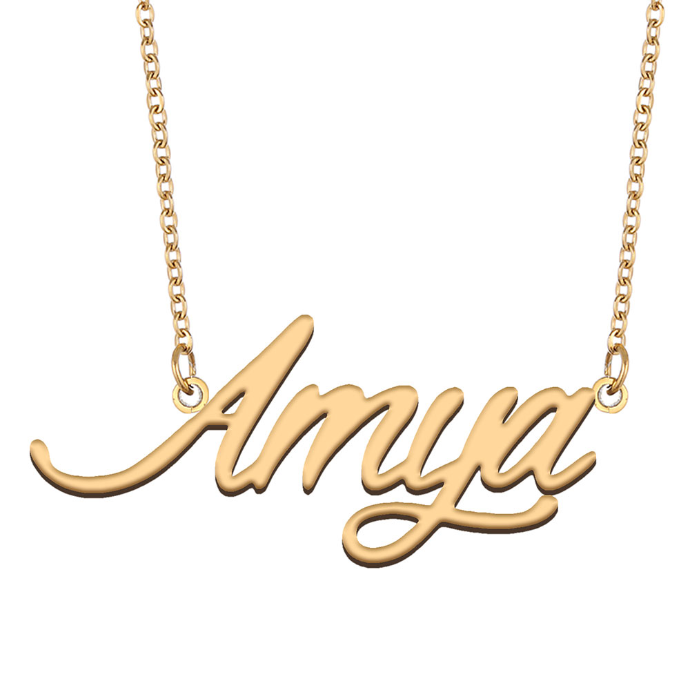 Amya Name Necklace Custom Nameplate Pendant for Women Girls Birthday Gift Kids Best Friends Jewelry 18k Gold Plated Stainless Steel-image-609366368