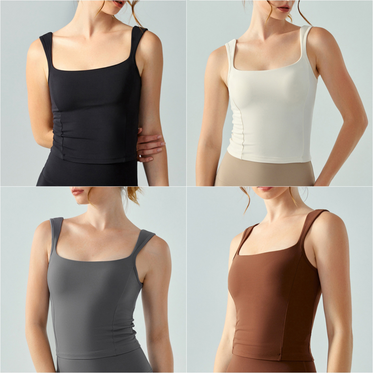 Women Sports Fitness Top Yoga Legging Vest With Chest Pad Size S-XL 26257-image-945182387