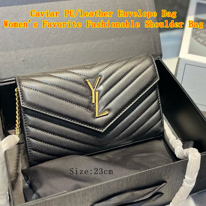 2024 envelope designer bag leather shoulder bag caviar crossbody bag fashionable chain versatile for women large capacity versatile low-key and c