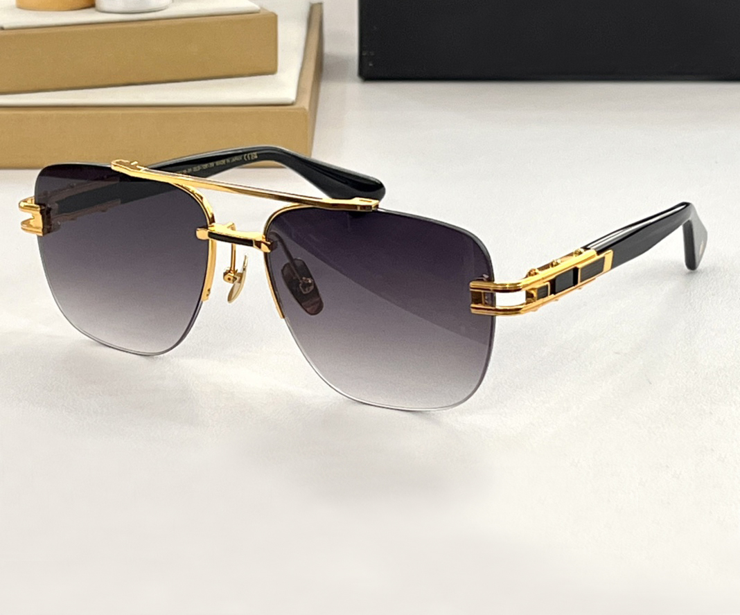 Rimless Sunglasses Evo One Gold Metal Grey Gradient Lenses Men Shades Sonnenbrille Sunnies Gafas de sol UV400 Eyewear with Box-image-945433102