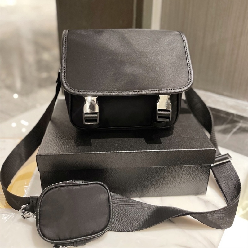 Porte-documents noirs de styliste pour hommes, sacs à bandoulière en Nylon, sac messager 2 pièces, sac à main Style décontracté avec Mini pochett