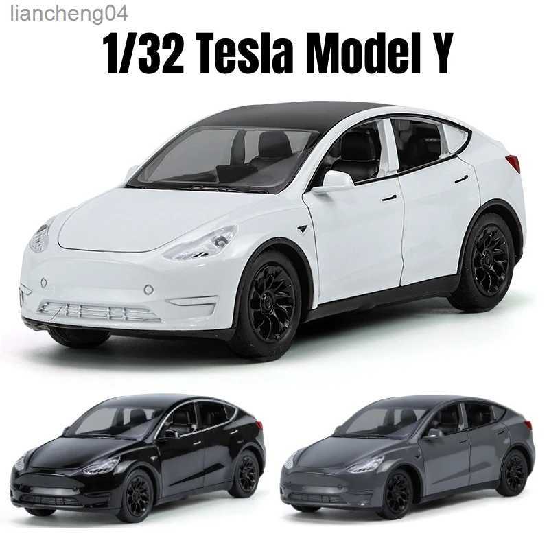 Diecast Model Cars 1/32 Tesla Model Y SUV Toy Car Model Diecast Alloy Metal Miniature Sound Light Pull Back 1 32 Collection Gift For Boy Children-image-945390490