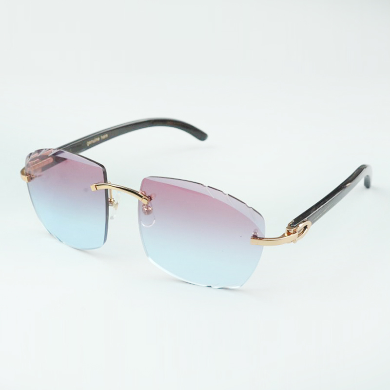 Ventes directes nouvelles lunettes de soleil à lentilles de coupe haut de gamme 4189706-A bâtons de corne de buffle naturel noir taille 58-18-140