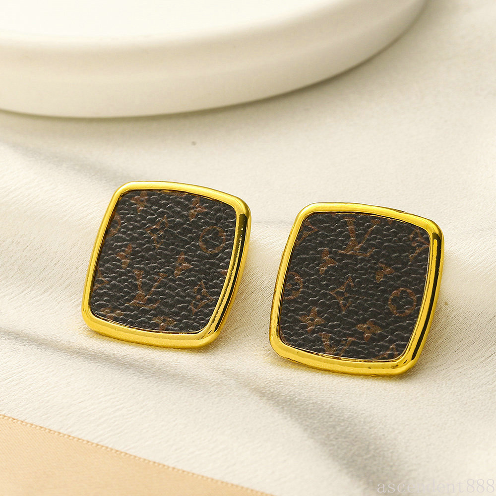 Boucles d'oreilles Designer Lettre carrée vintage Boucles d'oreilles marques Boucles d'oreilles en or de luxe Jewelry Accessory Party Wedding Gif