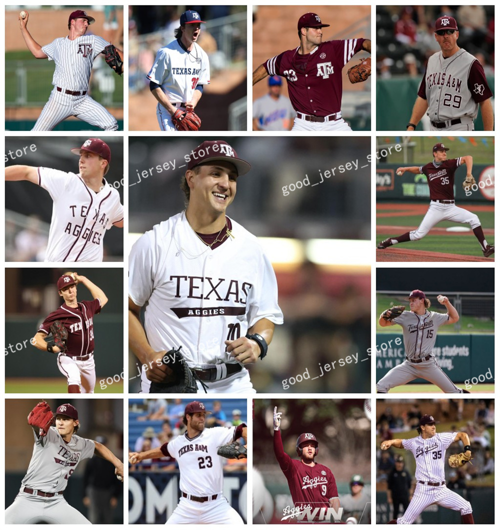 Texas A&M Baseball Jersey Custom Stitched Mens Youth Nathan Dettmer Jake Palisch Ryan Prager Joseph Menefee Will Johnston Texas A&M Aggies Jersey-image-945535720