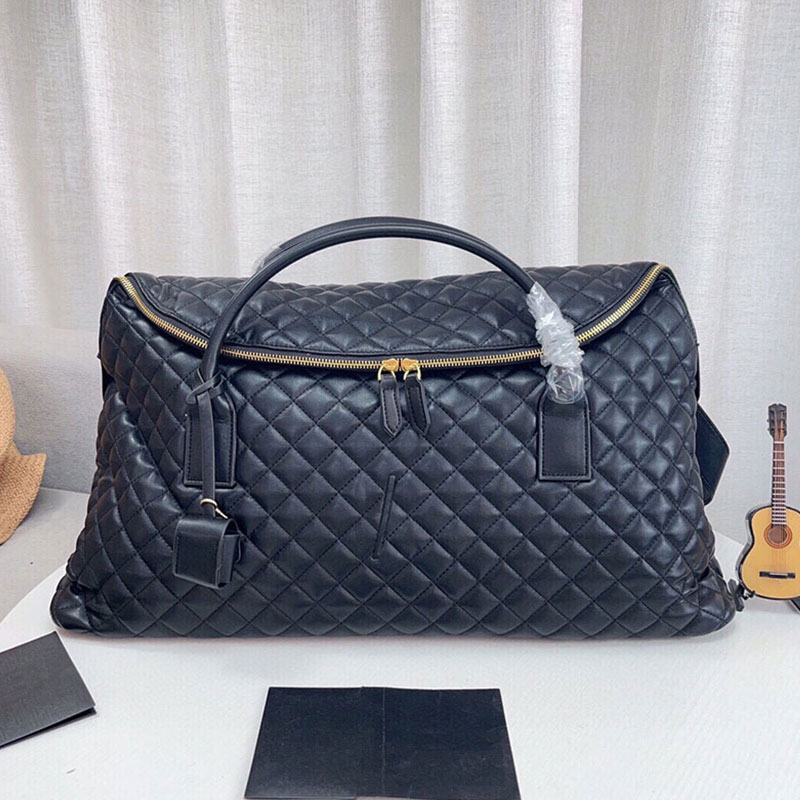 Airport Duffel Bags Black Women Tote Shopping Bags Genuine Leather Fashion Letters Large Capacity Size Pockets Travel Weekend Shoulder Bags-image-945528851