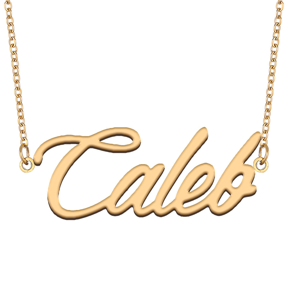 Caleb Name Necklace Gold Stainless Steel Pendant for Women Girls Birthday Gift Custom Nameplate Kids Best Friends Jewelry 18k Gold Plated-image-530298641