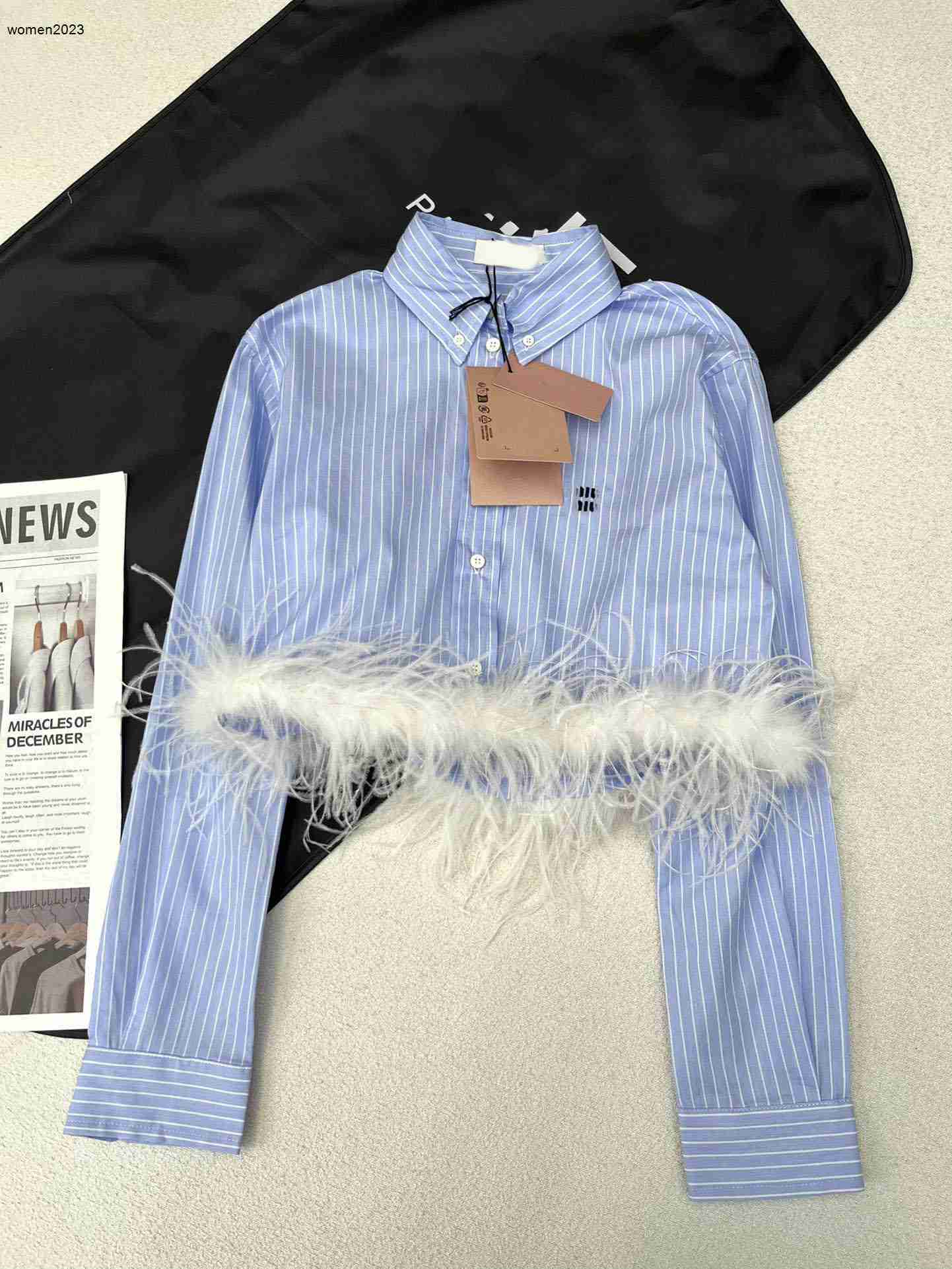 Femmes chemise maillot de corps à manches longues pull créateur de mode marque chemisier mignon doux femmes luxe plume franges blouses 26 février