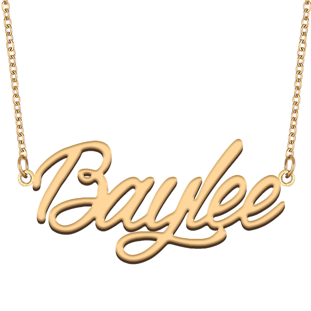 Baylee Name Necklace Custom Nameplate Pendant for Women Girls Birthday Gift Kids Best Friends Jewelry 18k Gold Plated Stainless Steel-image-607774345