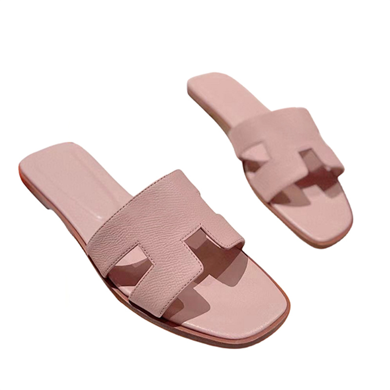 2024 new style Summer Best Quality Designer sandal Outwear Leisure Vacation Slides Beach Flat Slippers fashion Genuine Leather Shoes for Women size