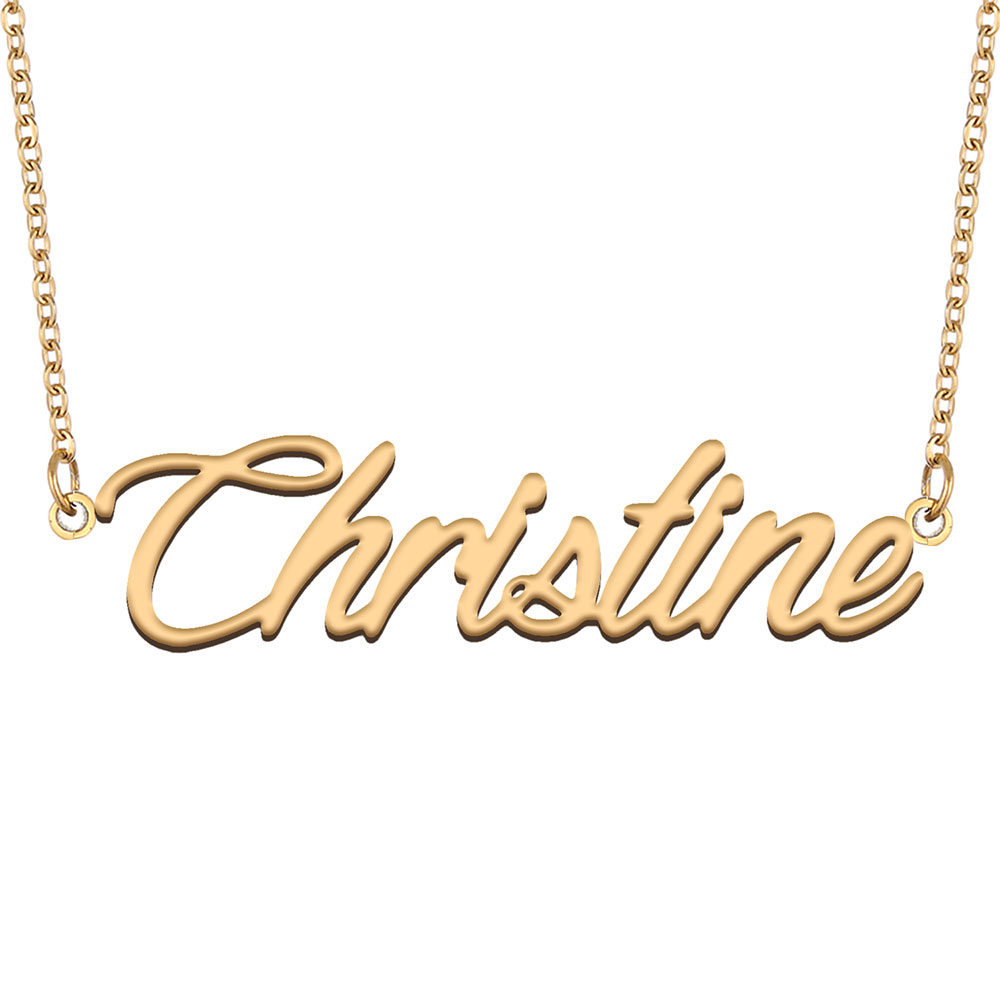 Christine Name Necklace Pendant for Women Girls Birthday Gift Custom Nameplate Kids Best Friends Jewelry 18k Gold Plated Stainless Steel-image-530523003