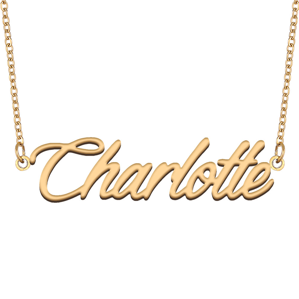 Charlotte Name Necklace Pendant for Women Girls Birthday Gift Custom Nameplate Kids Best Friends Jewelry 18k Gold Plated Stainless Steel-image-530514801