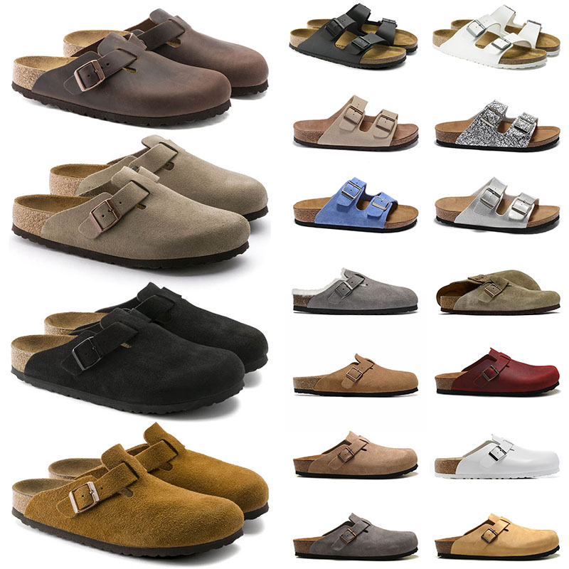 2024 Boston Classic Mens Women Sandals Birkinstock Clogs Burckle Slides Platform Flat Slippers Birks Birkin Suede Luxurys Rubbers Loafers Shoes 3
