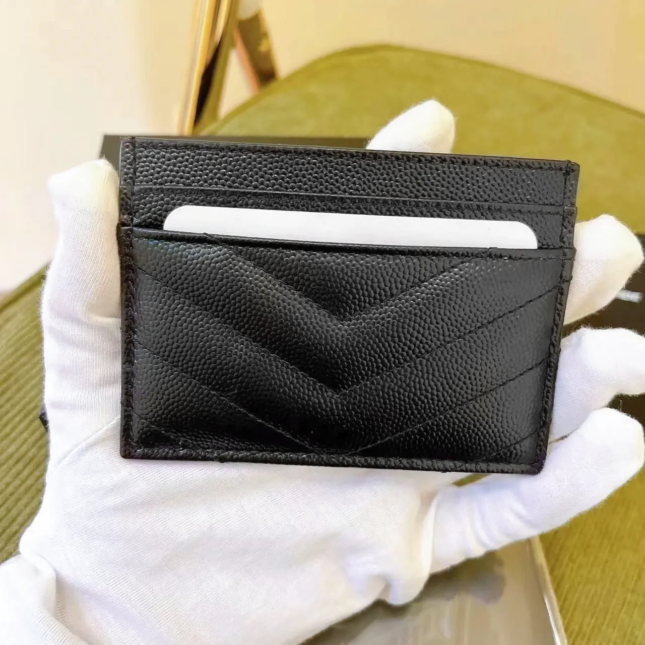 Real leather CardHolder wallet 2024 designer wallets leather women's shoulder keychain passport luxury handbag wallets gold chain with box c