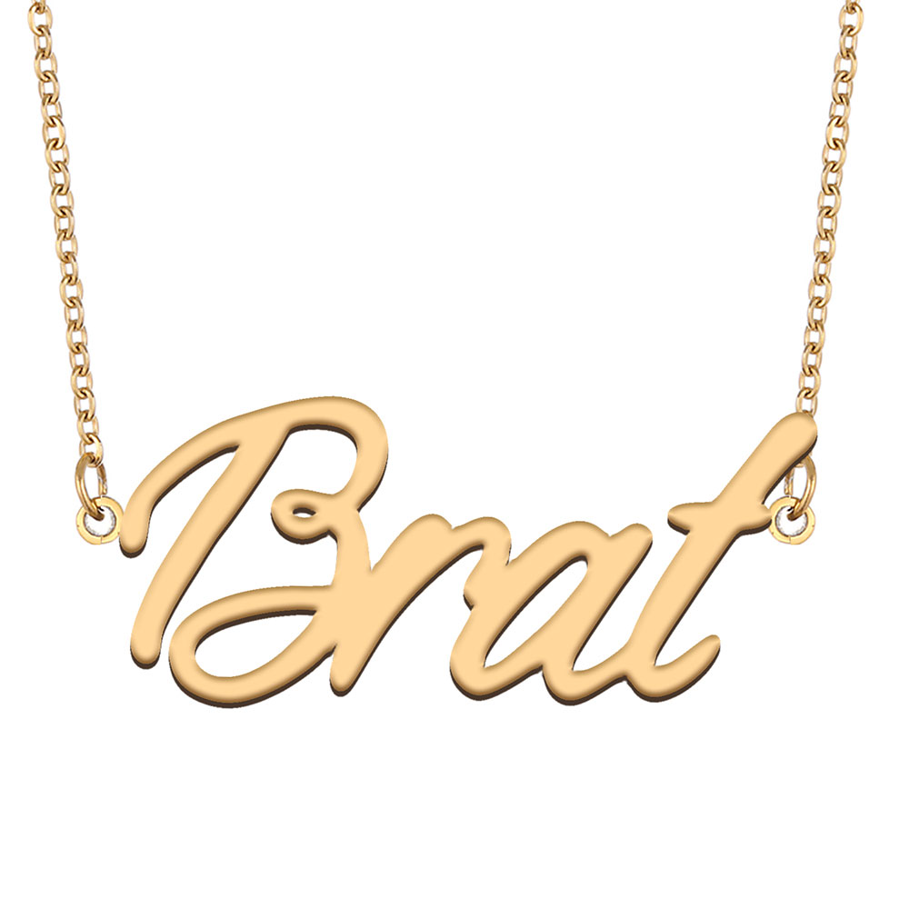 Brat Name Necklace Custom Nameplate Pendant for Women Girls Birthday Gift Kids Best Friends Jewelry 18k Gold Plated Stainless Steel-image-607735030