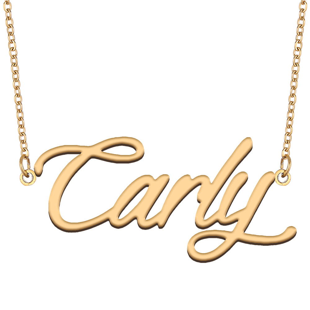 Collier Carly Name Collier Plateau à signature personnalisé pour les femmes Girls d'anniversaire Gift Kids Best Friends Jewelry 18K Gold plaqué a
