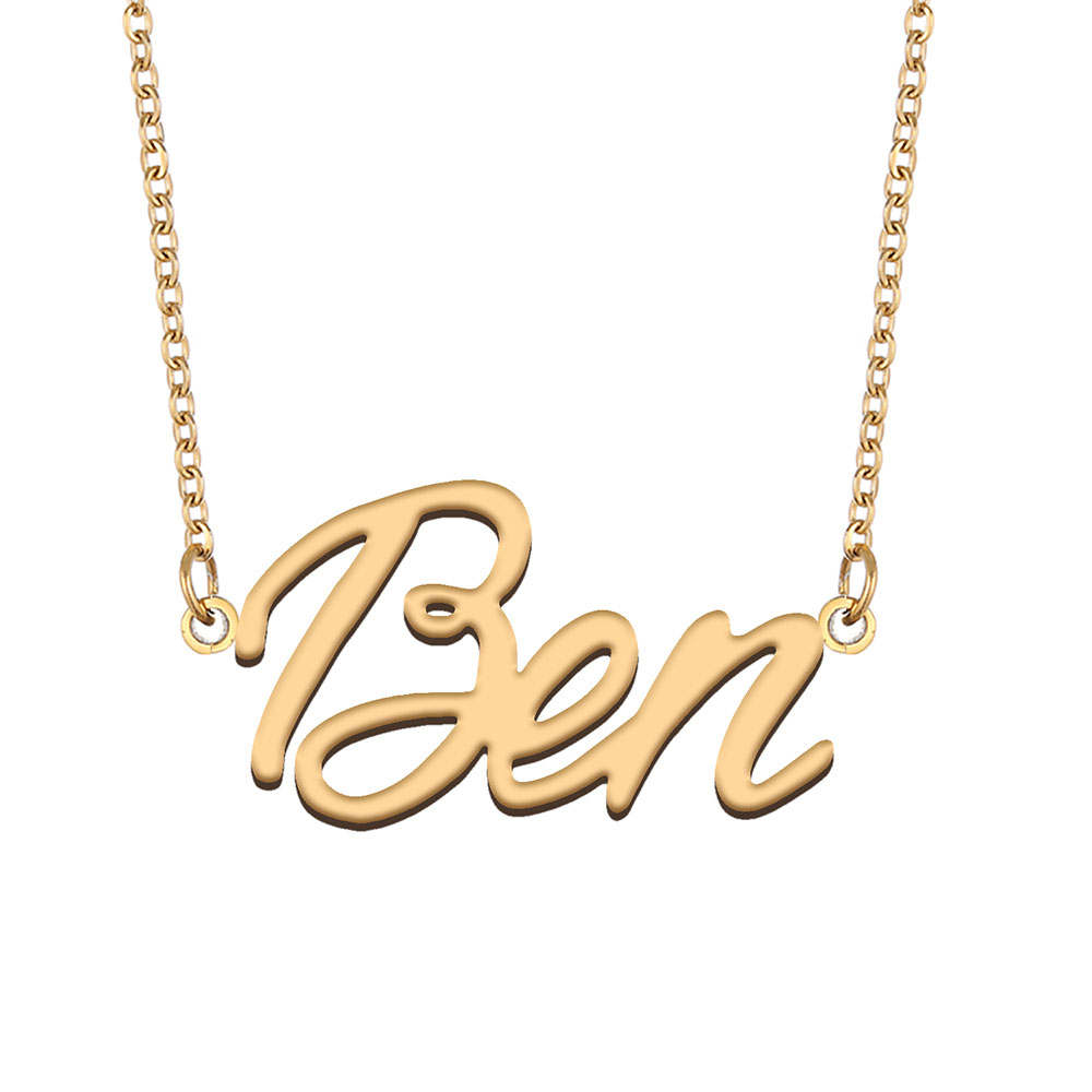 Ben Name Necklace Pendant for Women Girls Birthday Gift Custom Nameplate Children Best Friends Jewelry 18k Gold Plated Stainless Steel-image-530243920