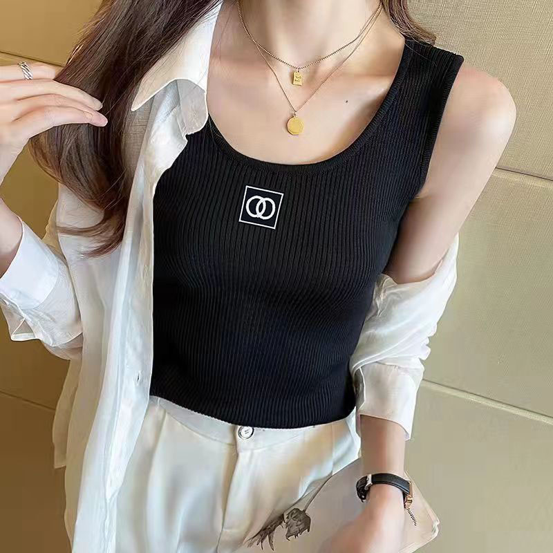 Womens Vest Shirts Sleeveless Woman Tees Shirt Tank Women Slim Vests Soft Silk Tshirts Design Summer Lady Short Tops Breathable-image-763419710