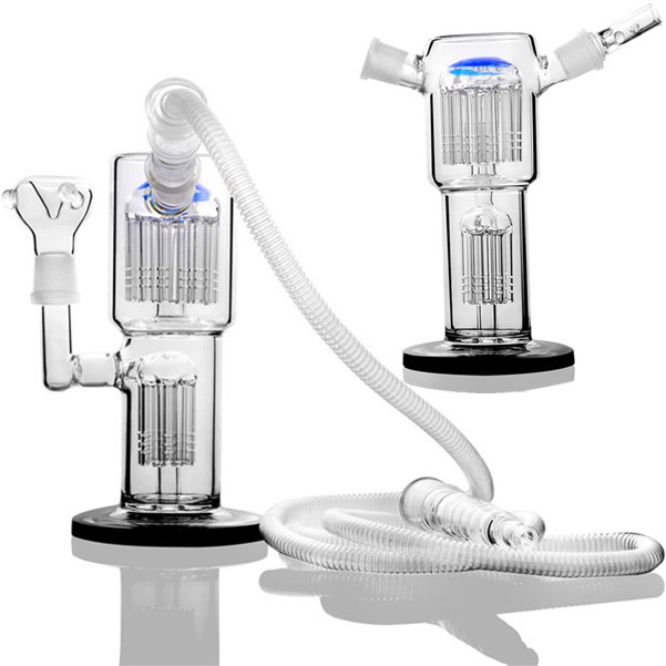 hookahs Glass Bong Big Colored hookahs 18mm joint smoking pipes oil dab rigs with flexible pipe-image-407404238
