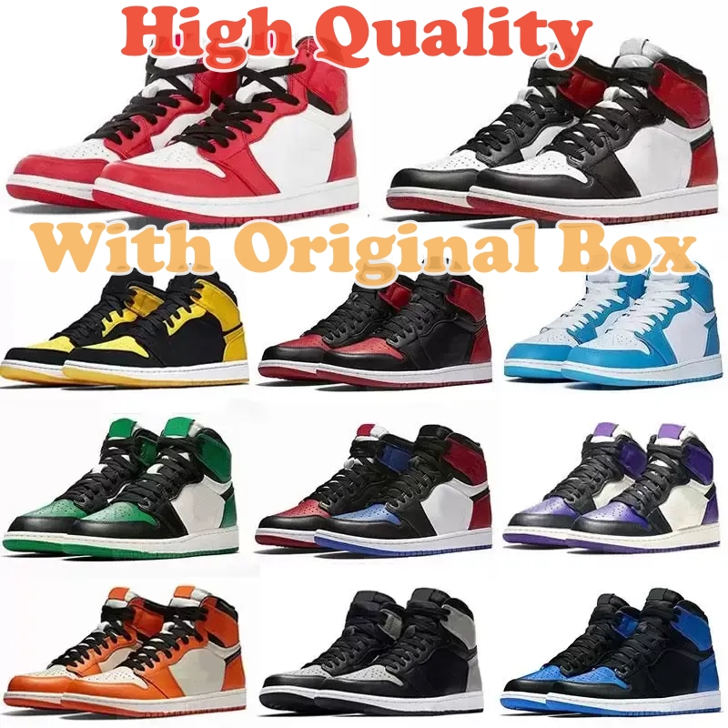 Nouveau Jumpman 1 1s OG High Basketball Chaussures Pine Green Black Court Purple Royal Bred Toe NC Obsidian UNC jeu Baskets baskets 36-48