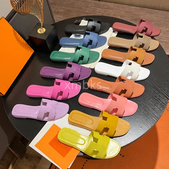 oran Casual Slippers leather sandals Slides Summer Lazy Designer sandal Cartoon Open Toe ORAN Flip Flops Leather Lady Slides men Women Wc4h#-image-905322678